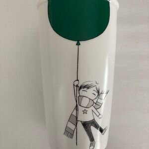 2014 Limited Edition Starbucks Travel Mug Boy with Green Balloon